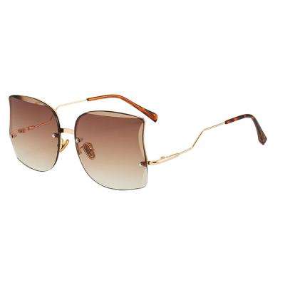 China Fashion Sunglasses Sparloo Brown Oversized Trendy 1935 Rimless Sunglasses Fit For Women for sale