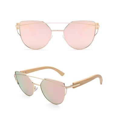 China Fashion Sunglasses Sparloo Rose Gold Retro Women Cat Eye Bamboo Sunglasses 1792 for sale