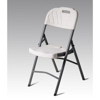 China Modern Outdoor Wholesale White Garden HDPE Seat Steel Frame White Folding Plastic Chair for sale