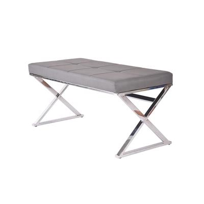 China Modern Antique Gray Indoor Seating Long Chair Portable PU Seat Room Bench For Dining Waiting Room Entrance for sale