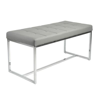 China Modern Hot Sale Unique Design Reception Room Silver Chrome Legs Dining Chair Bench With PU Seat for sale