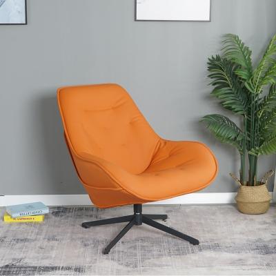 China Soft PU Living Room Furniture Lounge Orange Leather Elegant Simple Armchairs for sale