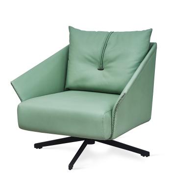 China Living room hotel furniture leather fabric modern soft square back sweivel leisure chair with metal tube for sale