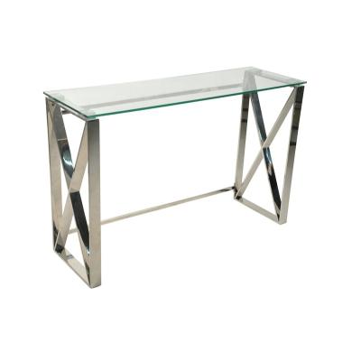 China Stable Simple Cheap Price Tempered Glass Table Stainless Steel Coffee Table For Living Room Use for sale