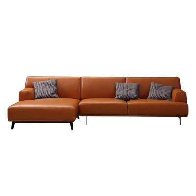 China Modern Minimalist Sectional Suite Leather Soft L Shape New York Couch Living Room Furniture Leisure Sofa for sale