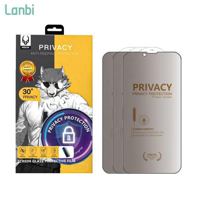 China Anti Peep Lanbi Wolf King 30 Degree Privacy Glass Tempered Glass Screen Protector for Iphone 14 13 12 pro max for sale