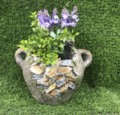 China Europe Manufacturers Garden Pot Binaural Flower Pot In Home Small Sculpture Custom Resin Craft for sale