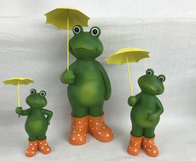 China Europe Manufacturers Garden Custom Small Home Sculpture Frog With Umbrella Decorative Resin Craft for sale