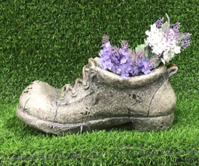 China Europe Manufacturers Garden Custom Small House Sculpture Resin Boots Flower Pot Crafts For Home for sale