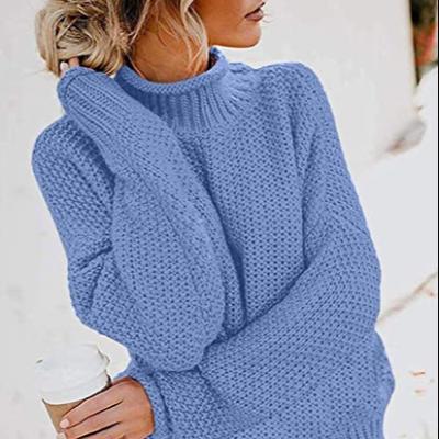 China Chunky Knitted Sweaters Women Tops 2021 Fashion Turtle Neck Bat Wing Loose Oversized Sleeve Tops Anti-Wrinkle 2021 for sale