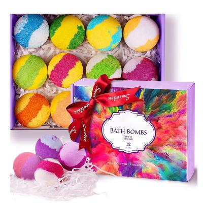 China Rainbow Kids Bath Bombs Gift Set 12 Natural Organic Body Variety Pack for sale