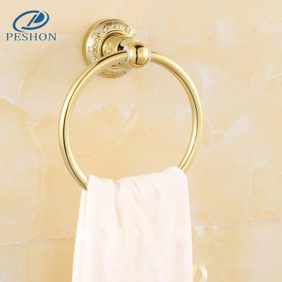 China China Manufacturer Luxury Hotel Bathroom High Quality Brass With Jade Towel Ring for sale