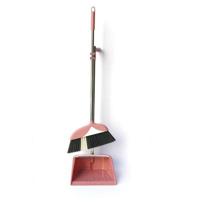 China Hot Selling Windproof Indoor Cleaning Dustpan Eco-friendly Heavy Duty Stand Up With Sawtooth Easy Hair Collect Broom And Dustpan Set for sale