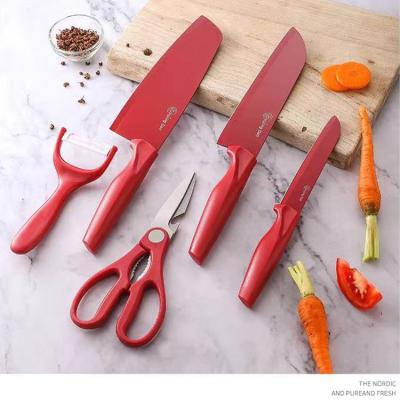 China Disposable Hot Sale 6 Pcs Cooking Accessories Corrugated Stainless Steel Kitchen Tools Knife Set for sale