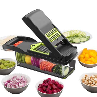 China Household factory hot selling kitchen multi 12 in 1 manual vegetable dicer onion slicer slicer mandoline cleaver veggie cleaver for sale