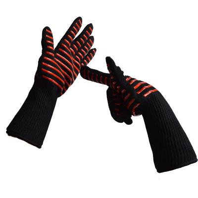 China Factory Wholesale Comfortable Aramid + Heat Resistant Aluminum Foil Glove Cotton BBQ Grill Gloves for sale