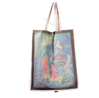 China Other Oil painting limited spring dream series jute zipper tote bag cotton linen bag  canvas bag for sale