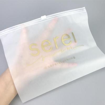 China Disposable custom your logo t shirt packaging frosted ziplock plastic bags for clothes bikini bag clothing bag for sale