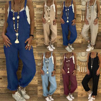 China Breathable hot selling European and American women fashion casual loose straps oversized jumpsuits jumpsuits for sale