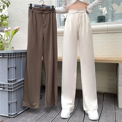 China Fashion New Style Apricot Pants Summer Leisure High Waist Breathable Women's Brown Wide Leg Pants for sale