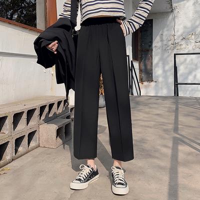 China Korean Pure Color Women's Straight Pants Breathable Casual Wide Leg Loose Waist High Pants For Women for sale