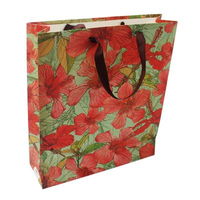 China Recyclable Wholesale Offset Printing Shopping Bags With Ribbon Handle For Asia Market Gift Paper Bag for sale