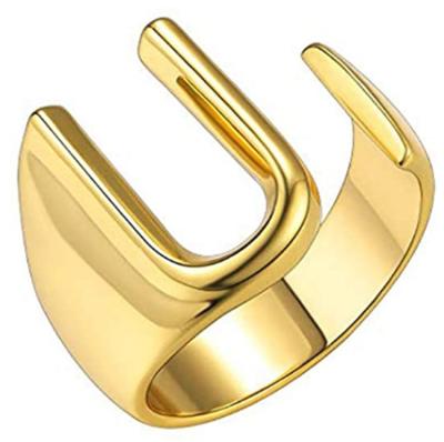 China FASHIONABLE March Expo 2021 Amoryubo Fashion Stainless Steel Jewelry Gold Plated Initial Letter L Ring Spell For Party for sale