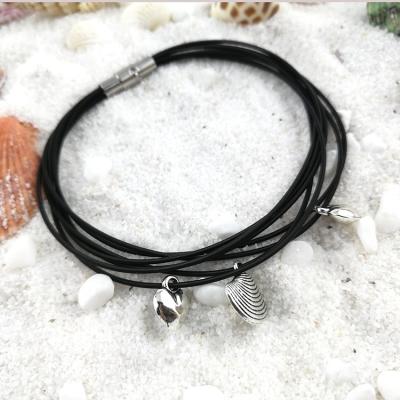 China FASHIONABLE Amoryubo Custom Black Titanium Plated Fine Spring String Anklet Jewelry for sale