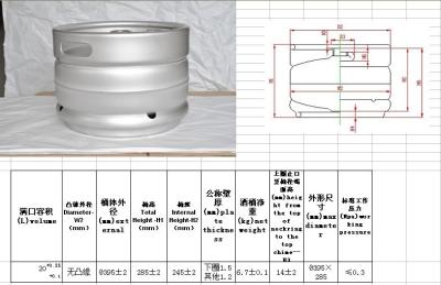 China High Duabilty 20L European Keg With Customize Logo , 395mm Diameter for sale