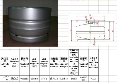 China Barrilete conveniente para el almacenamiento de la cerveza, barrilete del estruendo del acero 304 de la categoría alimenticia de cerveza de 20 litros en venta