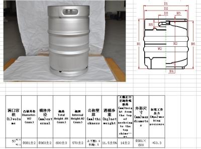 China DIN Standard Stainless Steel Keg With Micro Matic Spear / 50 Litre Beer Kegs for sale