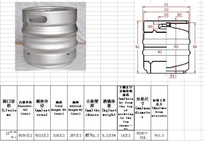 China Returnable 15L Slim Beer Brewing Keg All Current Type Valve for sale