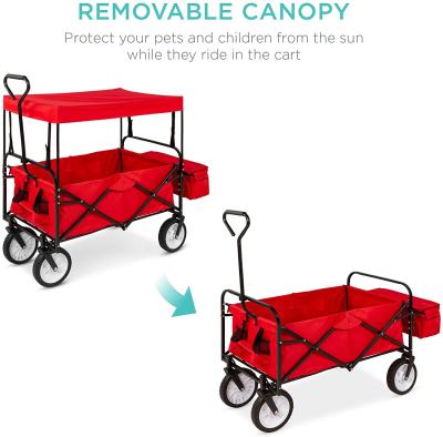 China Traditional Outdoor Beach Garden Cart Collapsible Collapsible Removable Canopy With Large PU Wide Wheel for sale