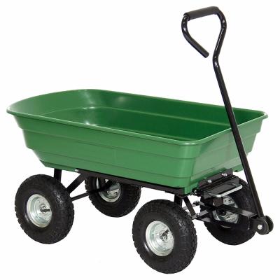 China Convenient Garden Cart Yard Dump Cart Carrier Wheelbarrow 4 Air Duty Tires With Poly Pull Cart 10