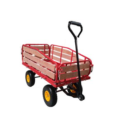 China Wooden Outdoor Tools Garden Cart Pull Cart Fencing Service Garden Cart for sale