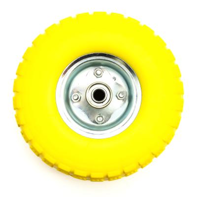 China 3.50-4 Hotels Solid Polyurethane Explosion Proof Tire And Metal Wheeled Yard Car for sale