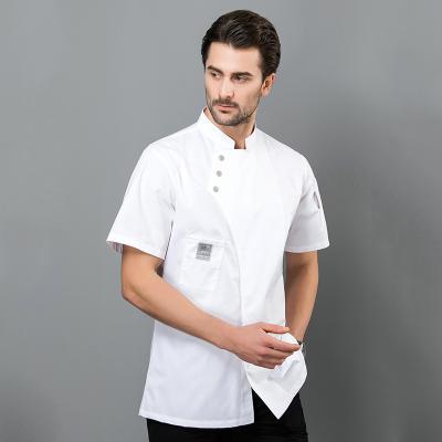 China Thick OEM Accept Customized Logo Hotel Kitchen Clothes Chef Uniform Restaurant Jacket Short Sleeve For Man for sale