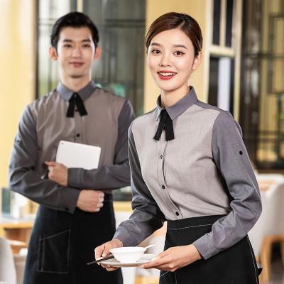 China Best Selling Comfortable Long Sleeve Bar Waiter Shirts And Waitress Uniforms Restaurant With Good Service For Hotel And Cafe for sale