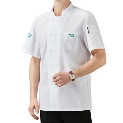 China Kitchen Cooking Green Logo Restaurant Hotel Kitchen Workwear Short Sleeve Chef Clothes Summer Comfort Chef Uniform Quality Assurance for sale