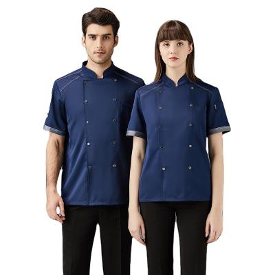 China Kitchen Cooking Chef Uniform New Summer Chef Uniform Shortsleeve With Embroidered Letters Crown Restaurant Scullery Staff Chef Uniform for sale