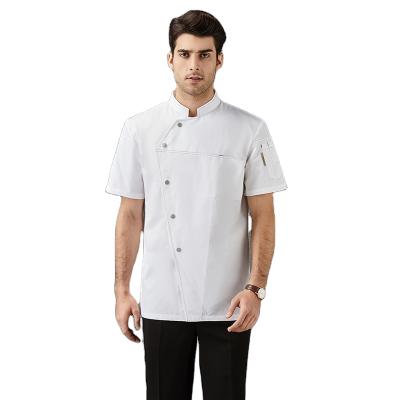 China Kitchen Cooking Chef Uniforms Wholesale Supply Chef Uniforms Side-breasted Single Row Shortsleeve Star Hotel Chef Overalls for sale