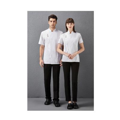 China Deep Accept Customized Logo Washable Short Sleeve Single Row Very Good Chef Uniform for sale