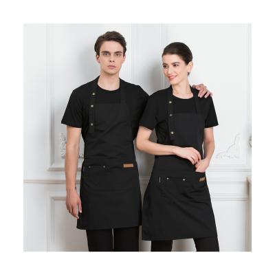 China Cleaning Wholesale Price Accept Customized Logo Canvas Antifouling Button Adjustment Cross Back Apron Chef ApronThree for sale