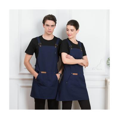 China Factory Cleaning Wholesale Accept Customized Logo Canvas Antifouling Shoulder Buckle Chef Cooking Aprons for sale