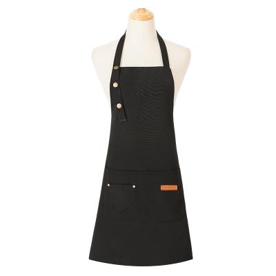 China High Quality Black Waterproof Apron Kitchen Chef Cleaning Uniform Restaurant Cooking Apron Printing Canvas Custom Waiters for sale