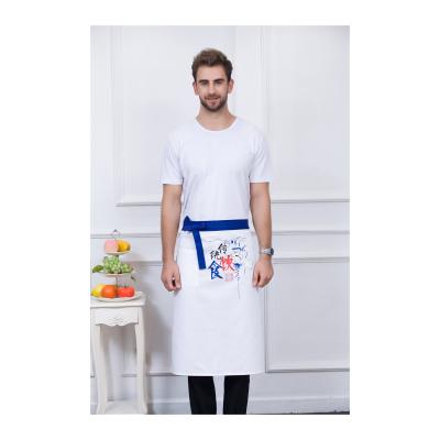 China Cleaning Newcomer Accept Customized Logo Antifouling Chef Apron Traditional Slim 35% Cotton 65% Polyester Waiter Apron for sale