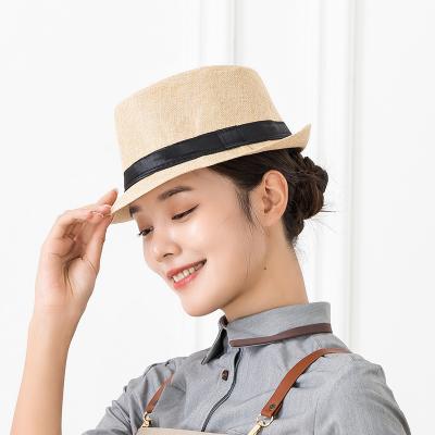 China Striped British Style Top Hat Western Restaurant Waiter Korean Outdoor Wide Looking Working Hat for sale