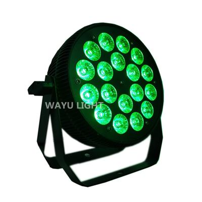 China Sports Stadiums 18x18W Led Par Light RGBWA+UV 6in1 Wireless LED Par Light DMX Wireless Mini Wedding Club LED Par Can Wash Light for sale