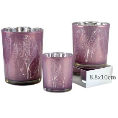 China Home decoration factory direct sale hand blown glass candle cup with led for home decoration and gifts for sale