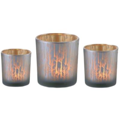 China Wholesale Personalized Home Decoration Christmas Led Modern Decoration Tealight Candle Stained Glass Cup Holder for sale